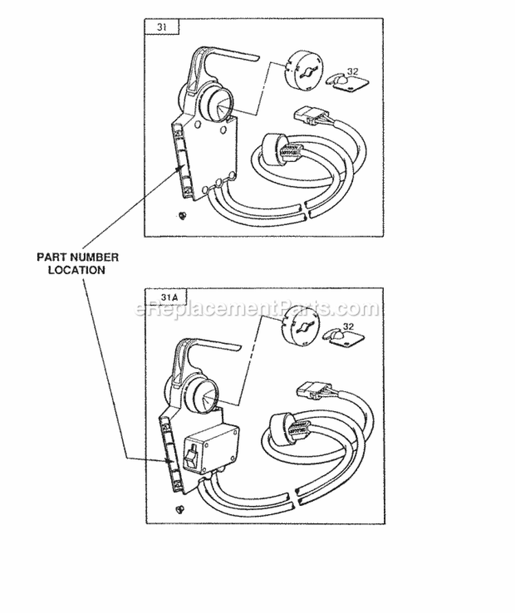 Control Assembly Diagram and Parts List for 748001-0132-01  Briggs and Stratton Engine